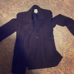 Brown heavy jacket is perfect for cold windy days